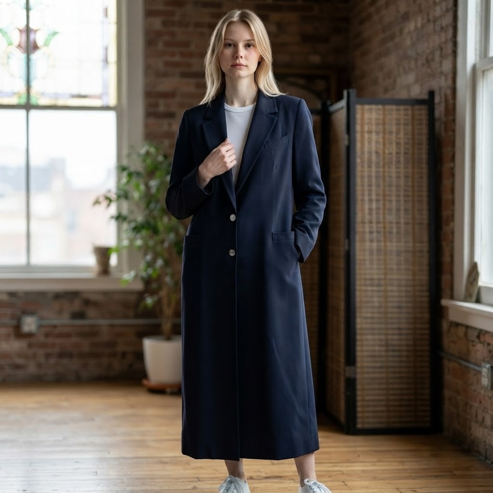 Louis Féraud Blazer Coat Women Size 42 Navy Blue Vintage Wool West Germany
